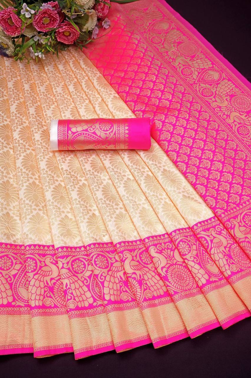 New Lounching Beautiful Art Silk Jacquard Border Saree