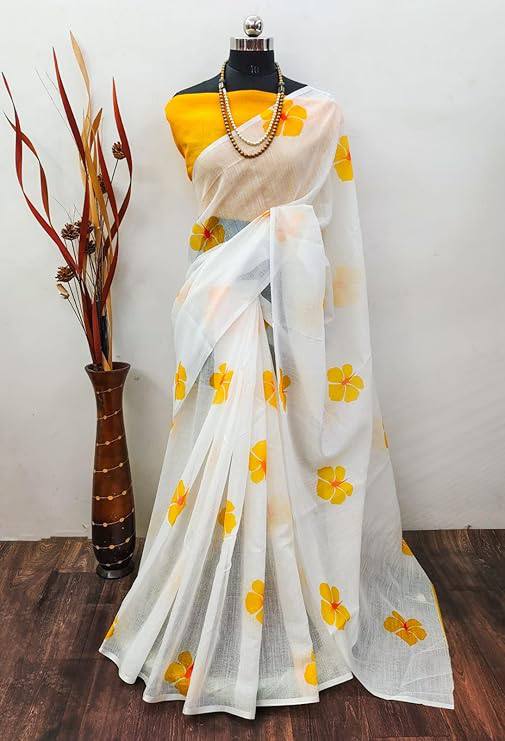 New Lounching specil premium linen cotton saree