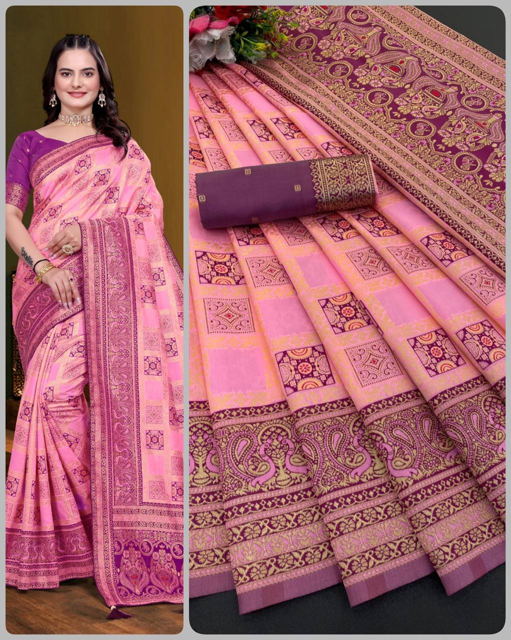 BEAUTIFUL RICH PALLU & JACQUARD  PATTERN WORK