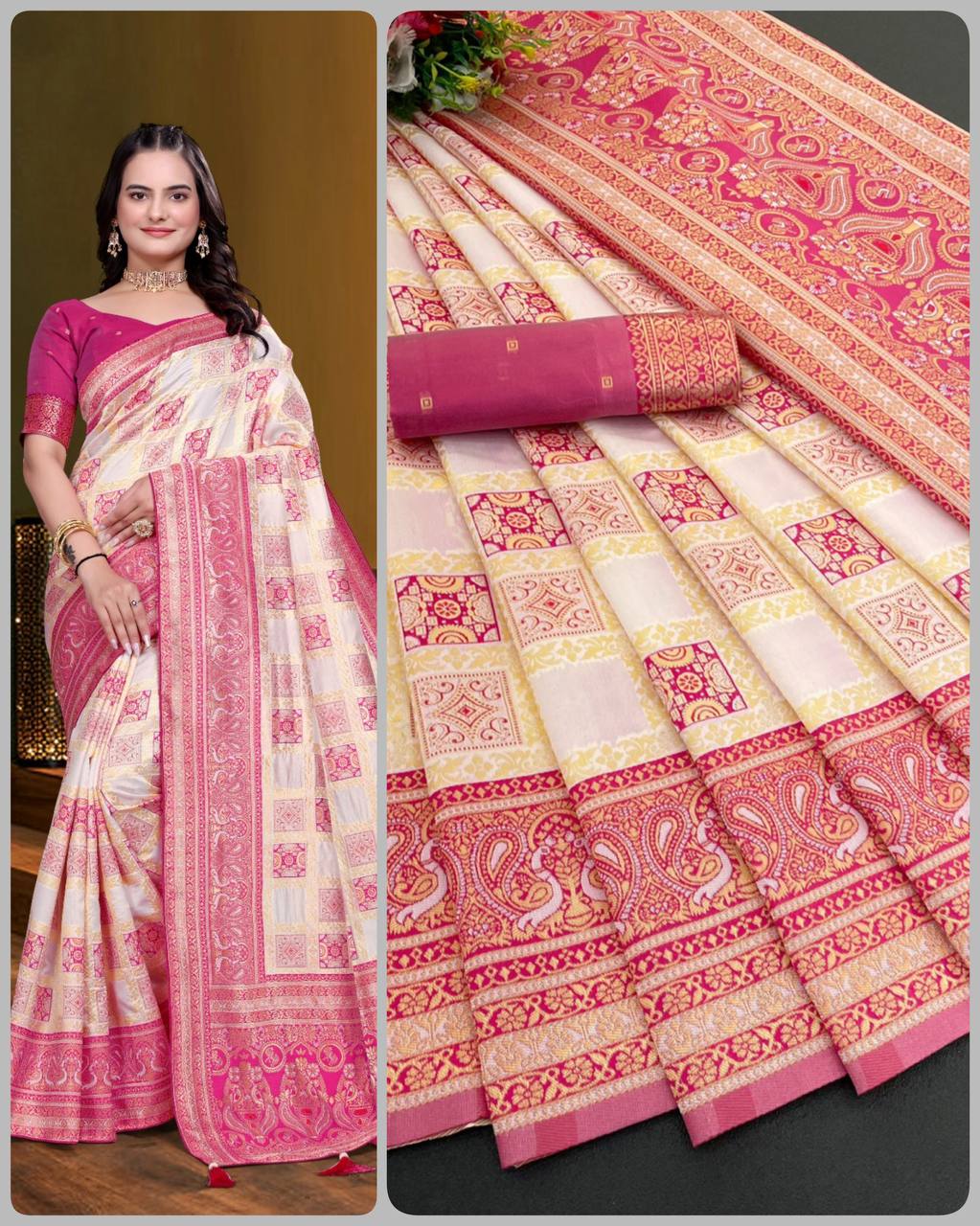 BEAUTIFUL RICH PALLU & JACQUARD  PATTERN WORK