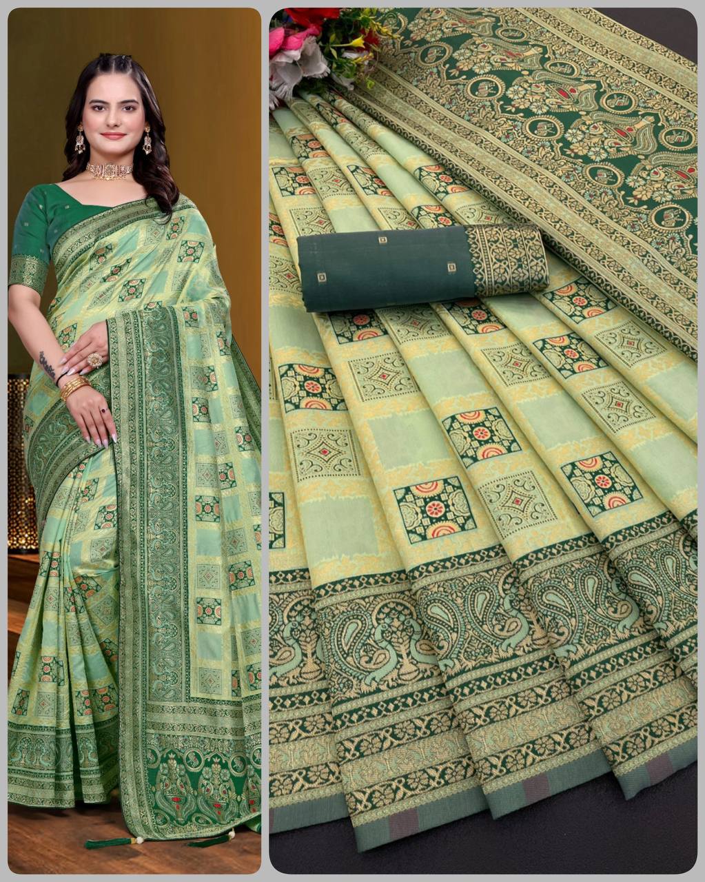 BEAUTIFUL RICH PALLU & JACQUARD  PATTERN WORK