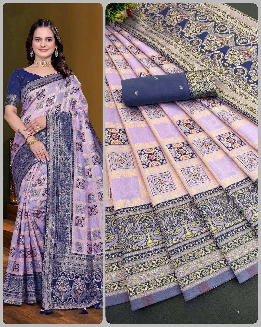 BEAUTIFUL RICH PALLU & JACQUARD  PATTERN WORK