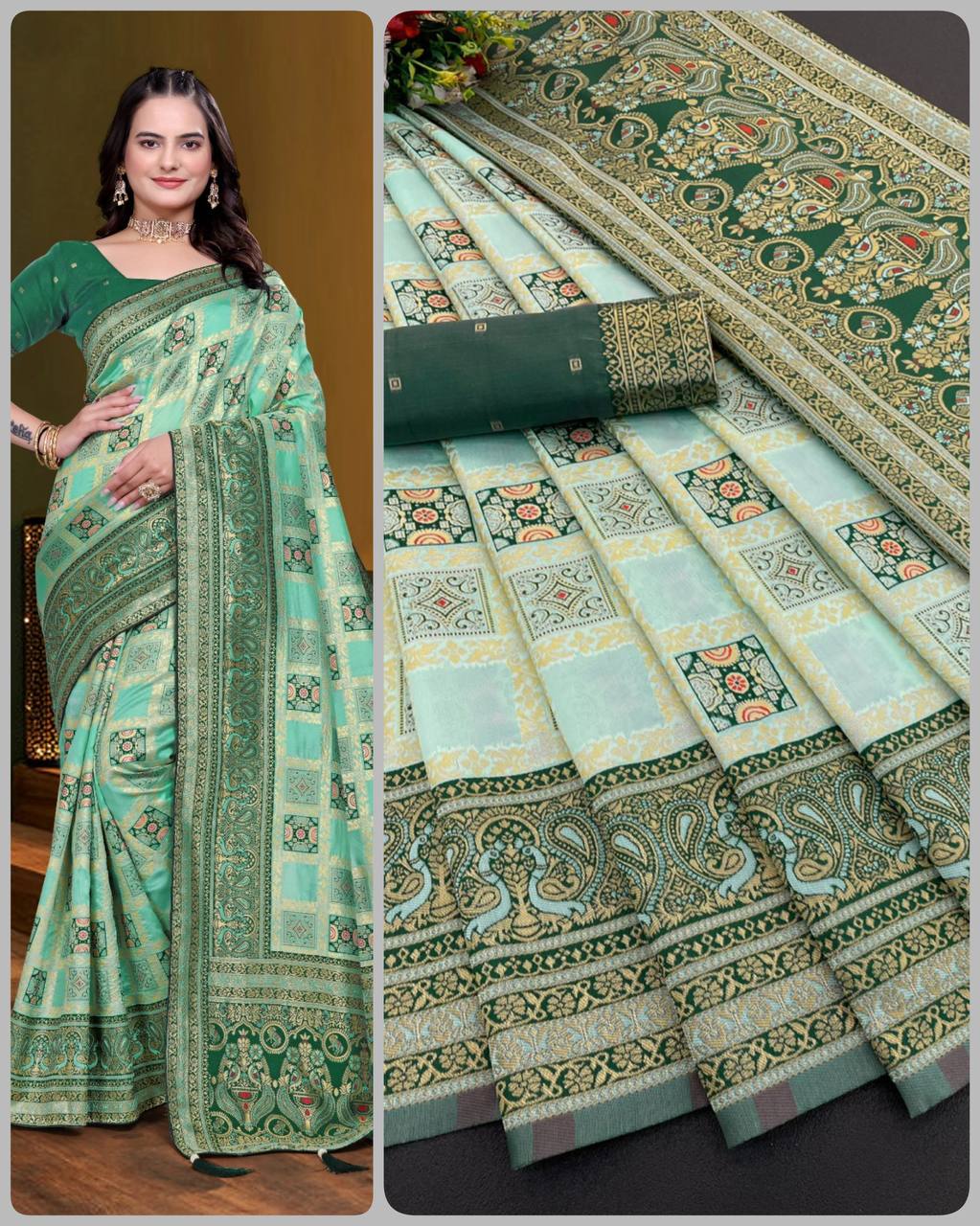 BEAUTIFUL RICH PALLU & JACQUARD  PATTERN WORK