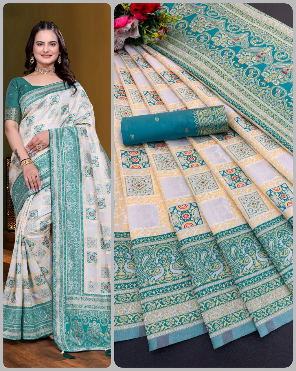 BEAUTIFUL RICH PALLU & JACQUARD  PATTERN WORK