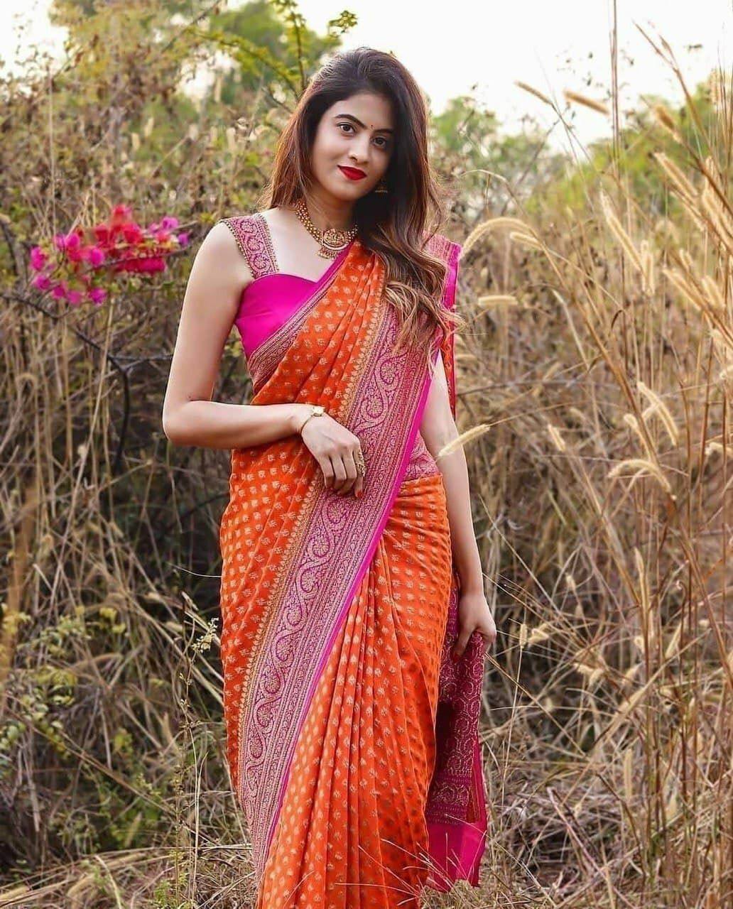 Beautiful Art Silk Jacquard Border Saree Wedding Wear Party
