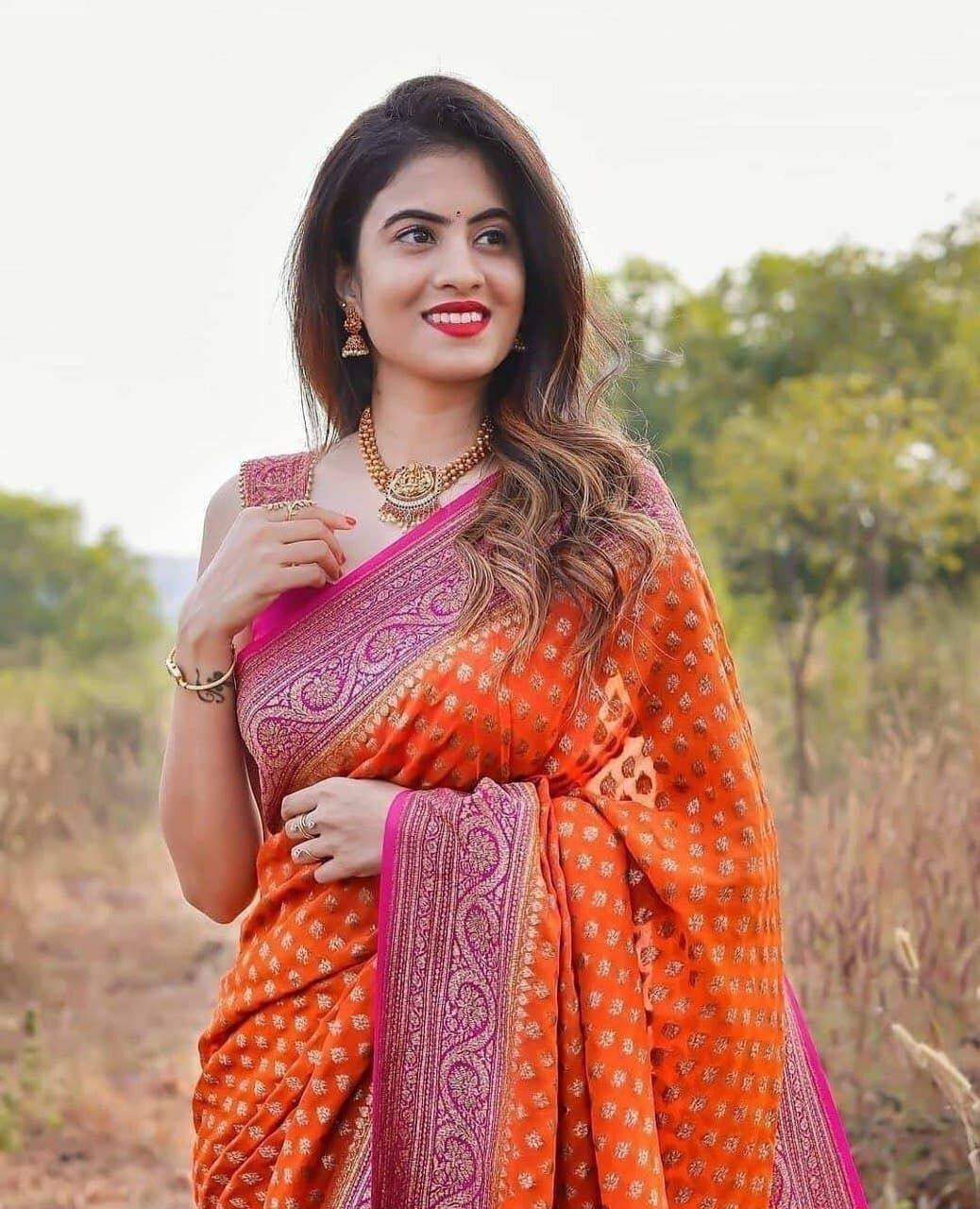 Beautiful Art Silk Jacquard Border Saree Wedding Wear Party