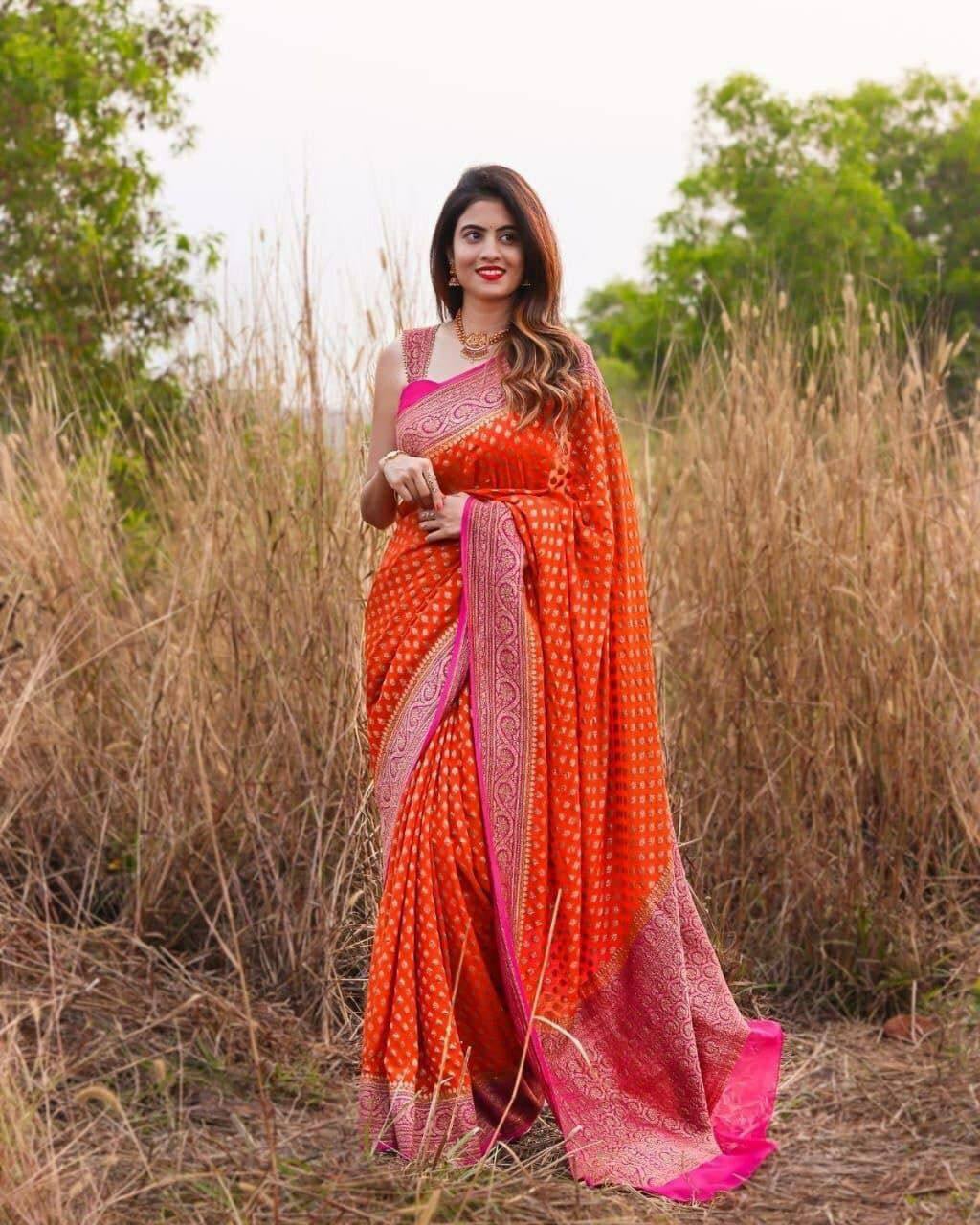 Beautiful Art Silk Jacquard Border Saree Wedding Wear Party