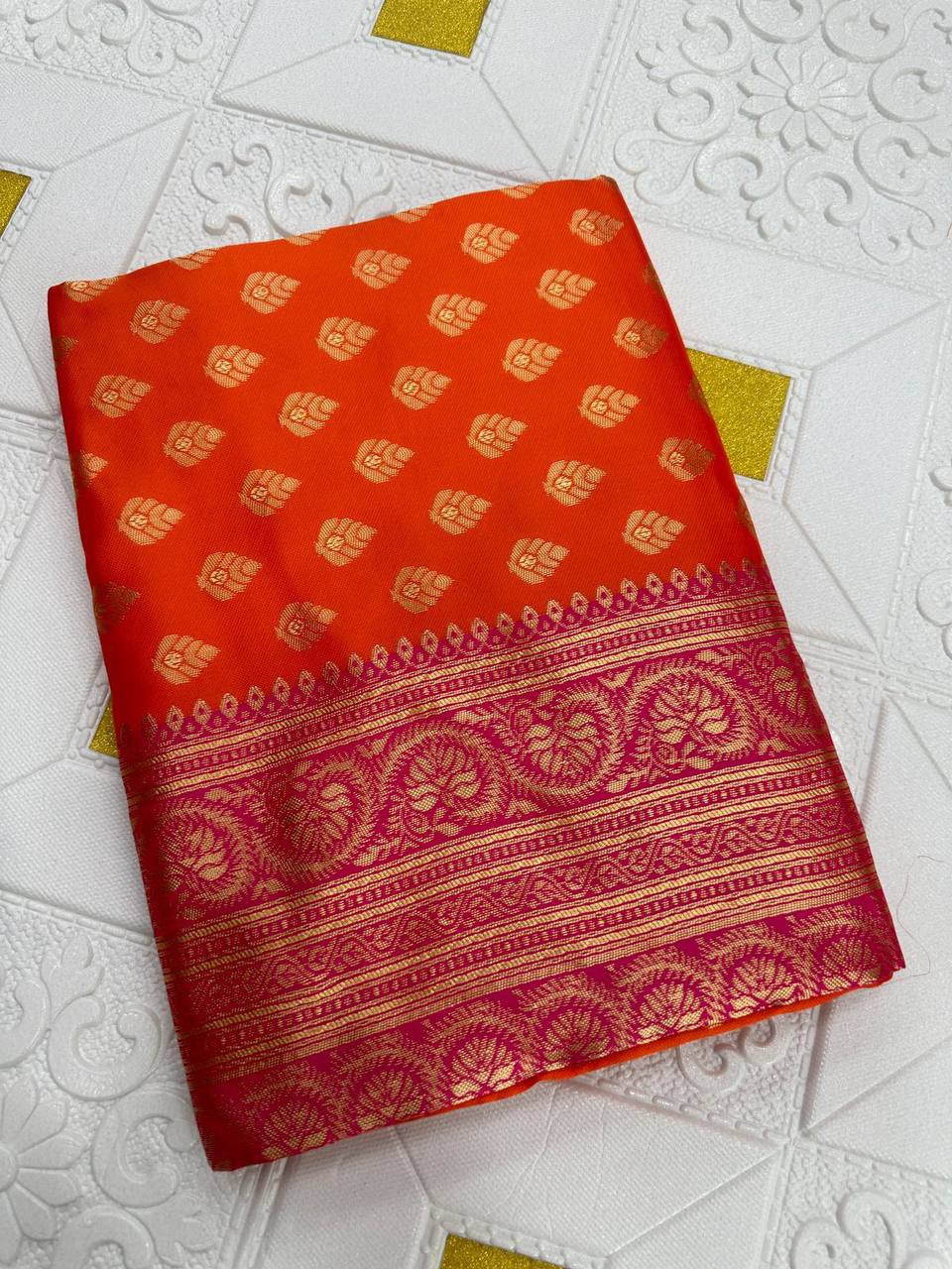 Beautiful Art Silk Jacquard Border Saree Wedding Wear Party