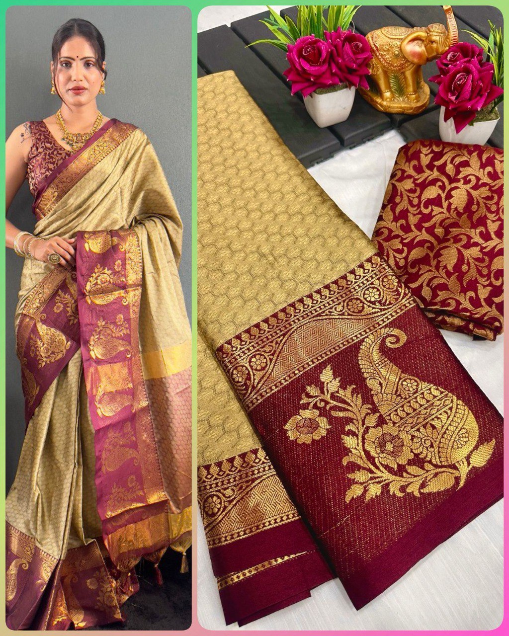 We Launching mercerised cotton silk in Exclusive border Self Viewing design