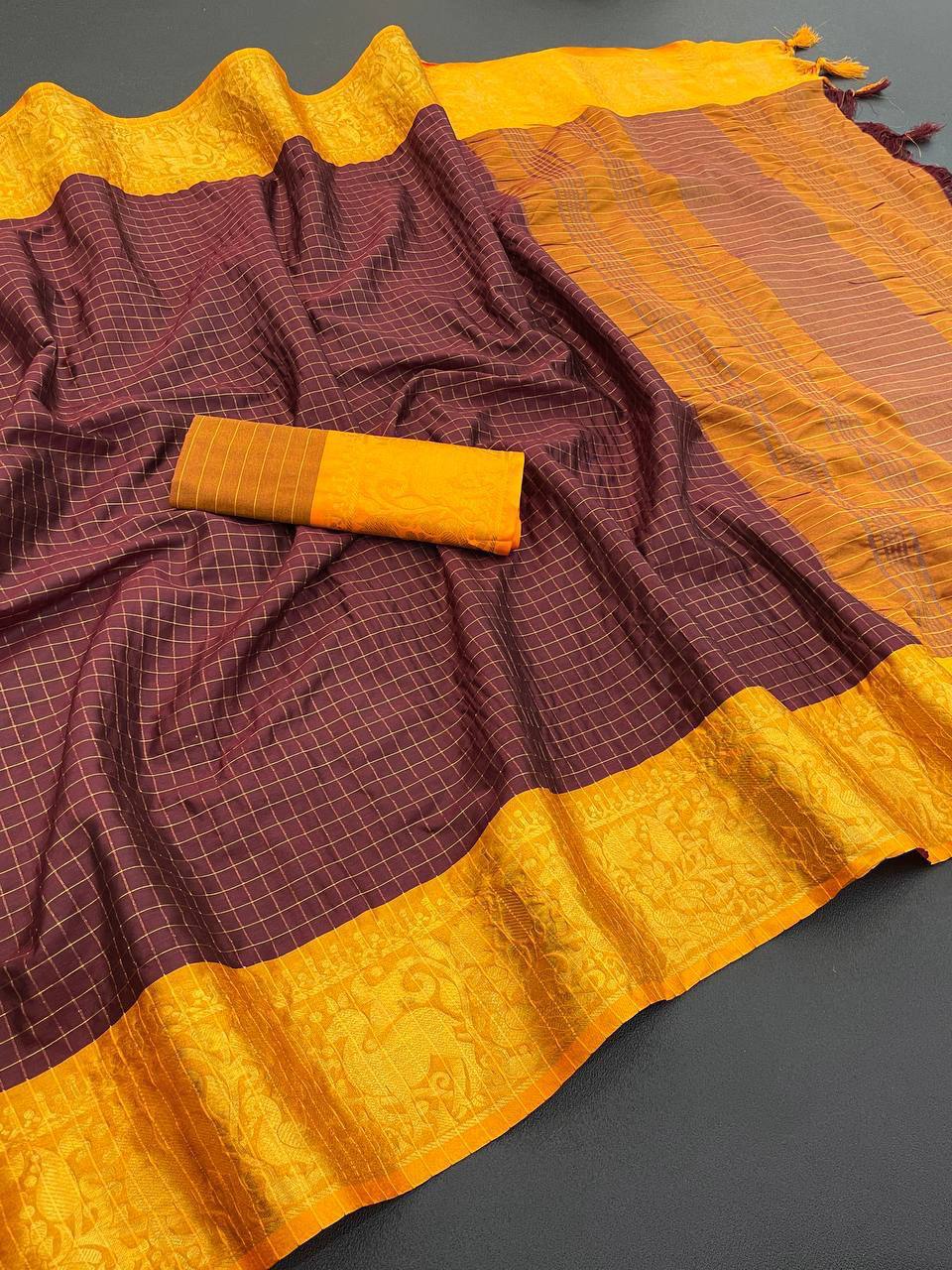 We Launching mercerised cotton silk in Exclusive border Self Viweing design