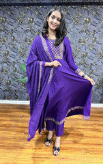New Premium Beautiful Printed Designer Rayon Traditional Kurti With Pant And Dupatta Set Embroidery Work