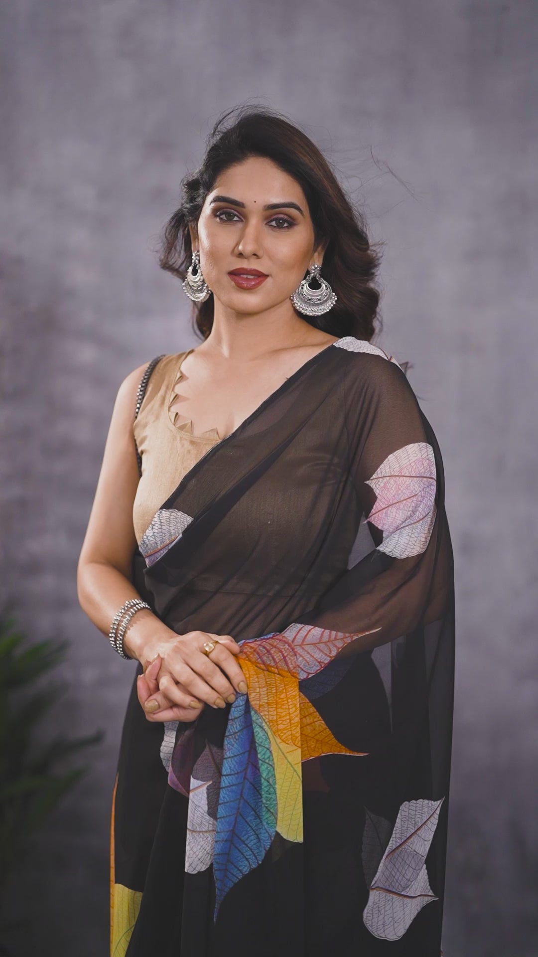 Black Quick Draping Printed Saree