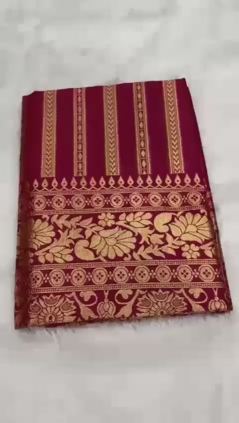 Soft Lichi Silk Jacquard Saree with Contrast Blouse – Wedding & Party Wear