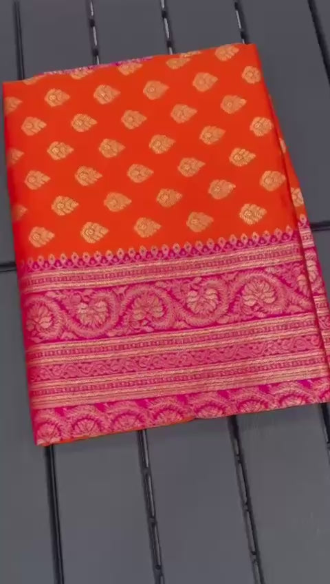 Beautiful Art Silk Jacquard Border Saree Wedding Wear Party