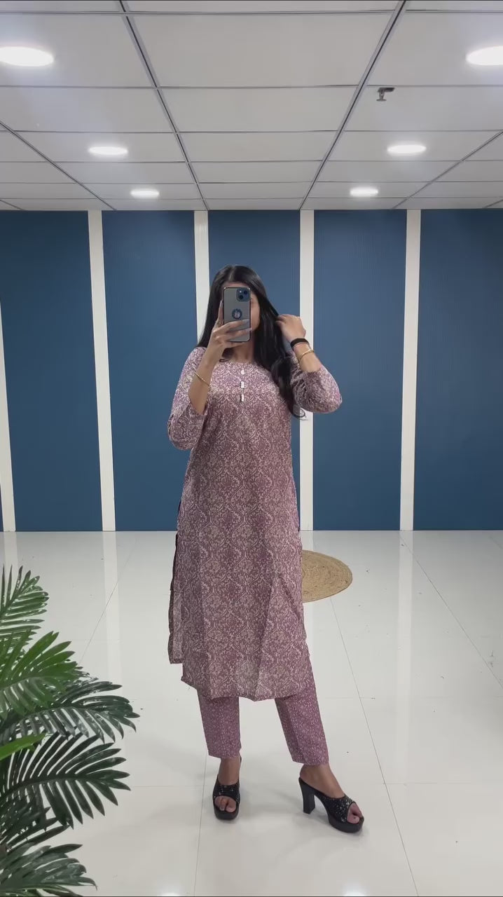Trendsetter Cotton kurti with Pant set for style and comfort!