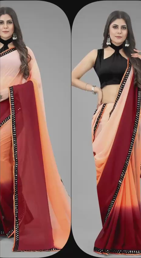 Pure Gorgette Two shaded with beautiful Sequence less Order with fancy stylised