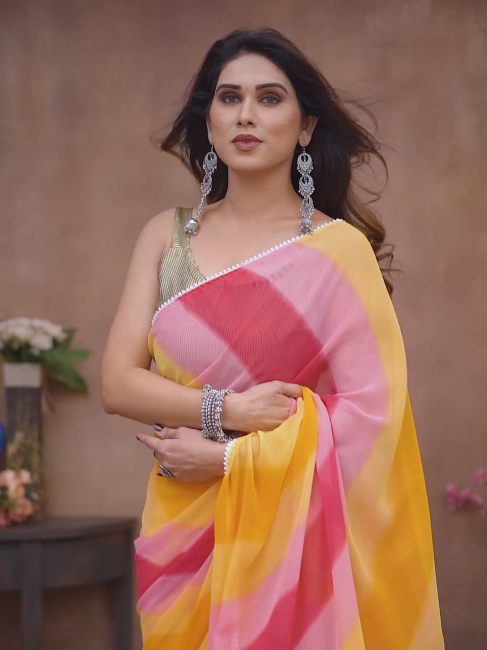 Printed Ready Saree in Georgette