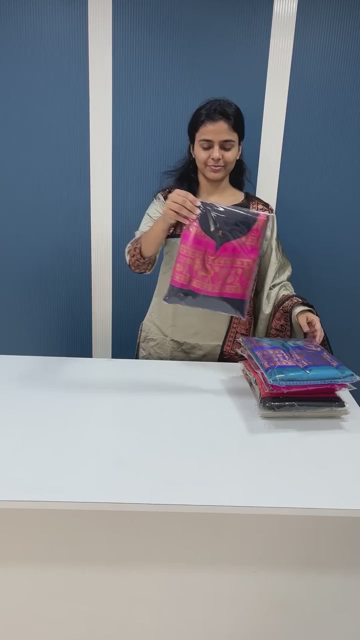 Silk Cotton Kurti and Dupatta with Intricate Weaving Work
