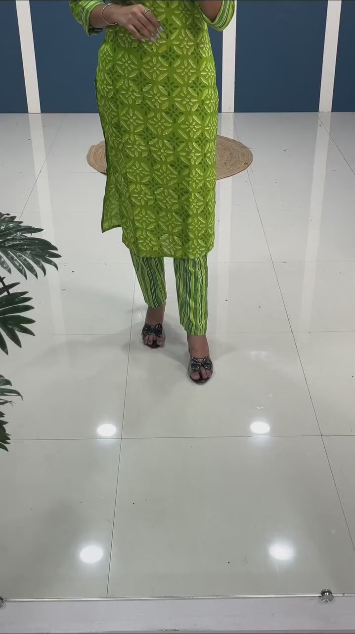 Cotton kurti with Pant set for style and comfort
