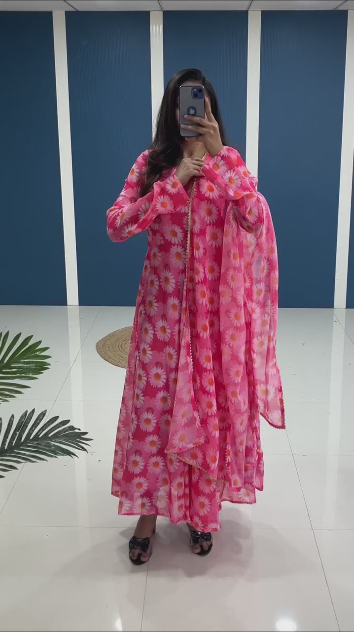 Floral dreams come true with this stunning gown and dupatta!