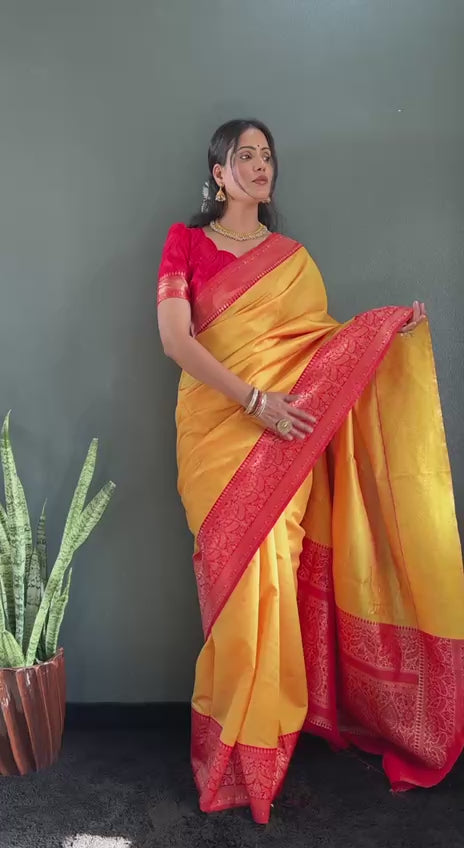 Soft Lichi Silk Saree with Rich Jacquard Work & Contrast Blouse – Ideal for Weddings & Party Wear