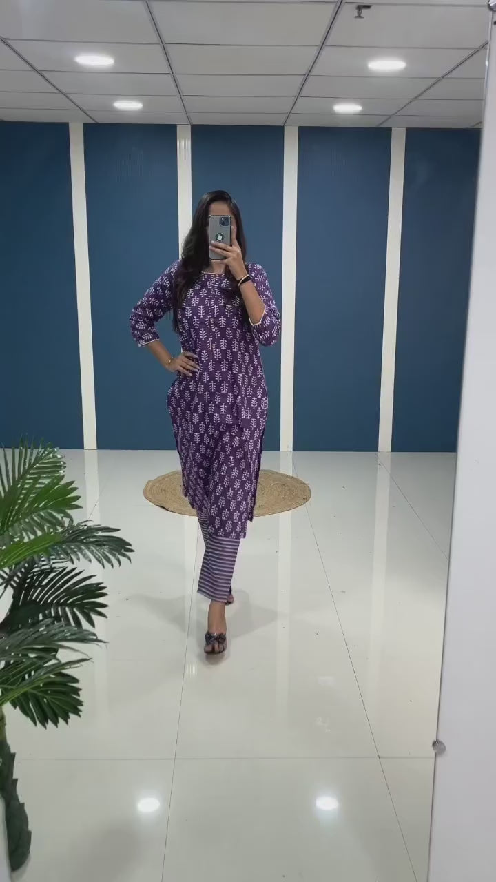 Simple & Beautiful Cotton Kurti with Pant!